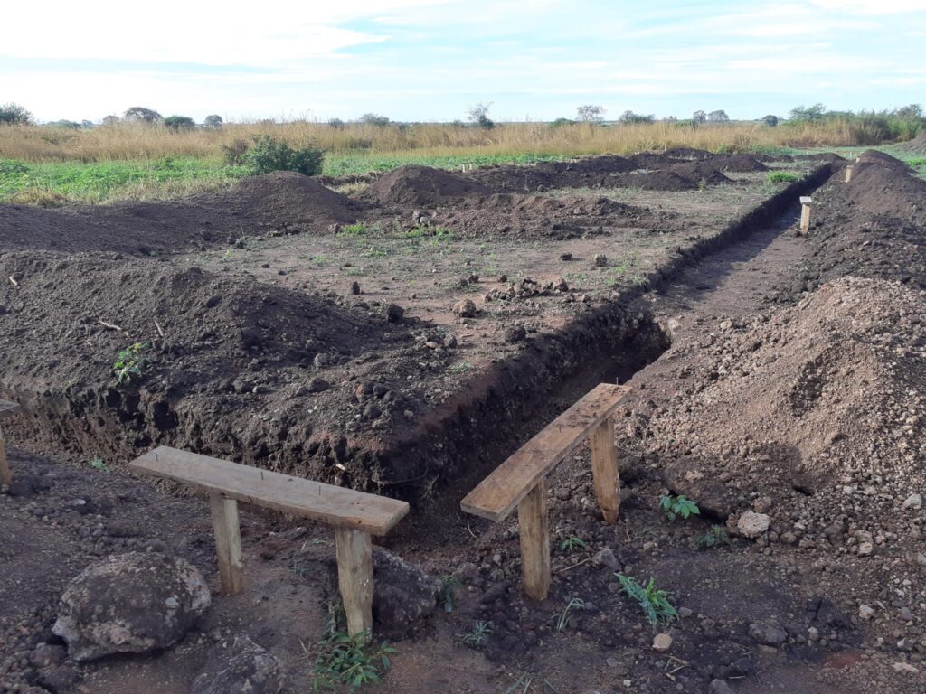 Trenches dug at a construction site.